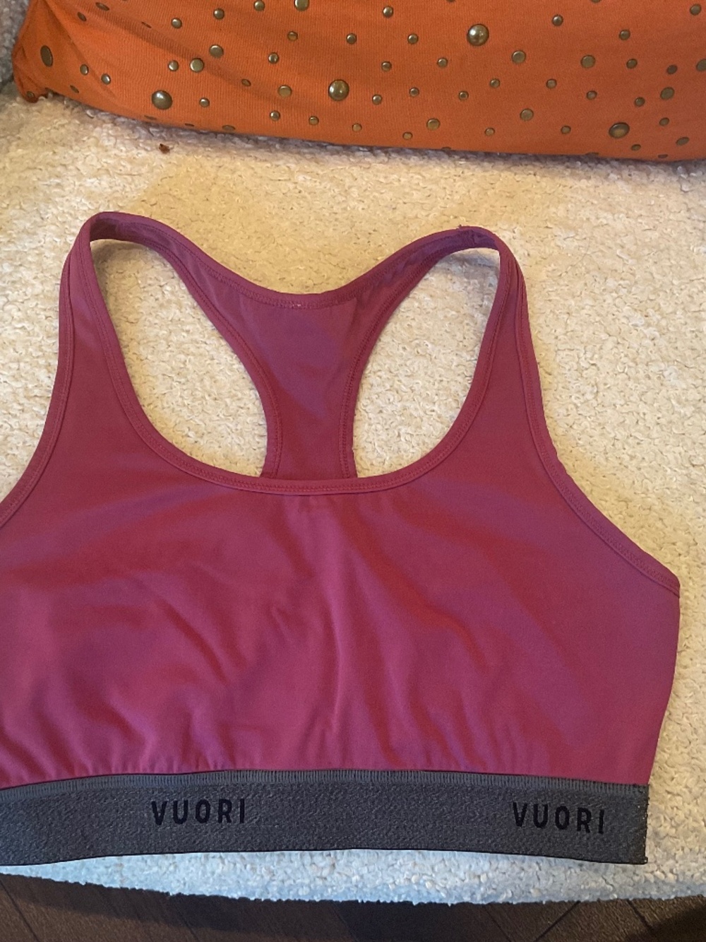 Vuori Raceback Sports Bra, Color Mauve/Gray, Size M